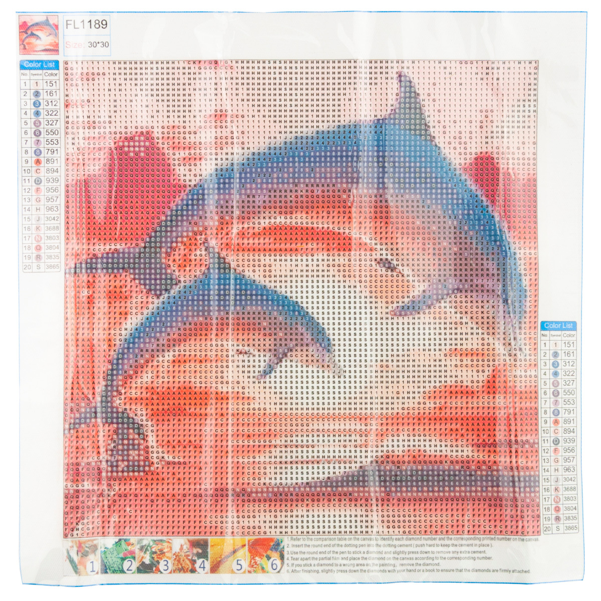 TG64203-7 HAFT DIAMENTOWY MALOWANIE DIAMENTAMI 3D DELFINY