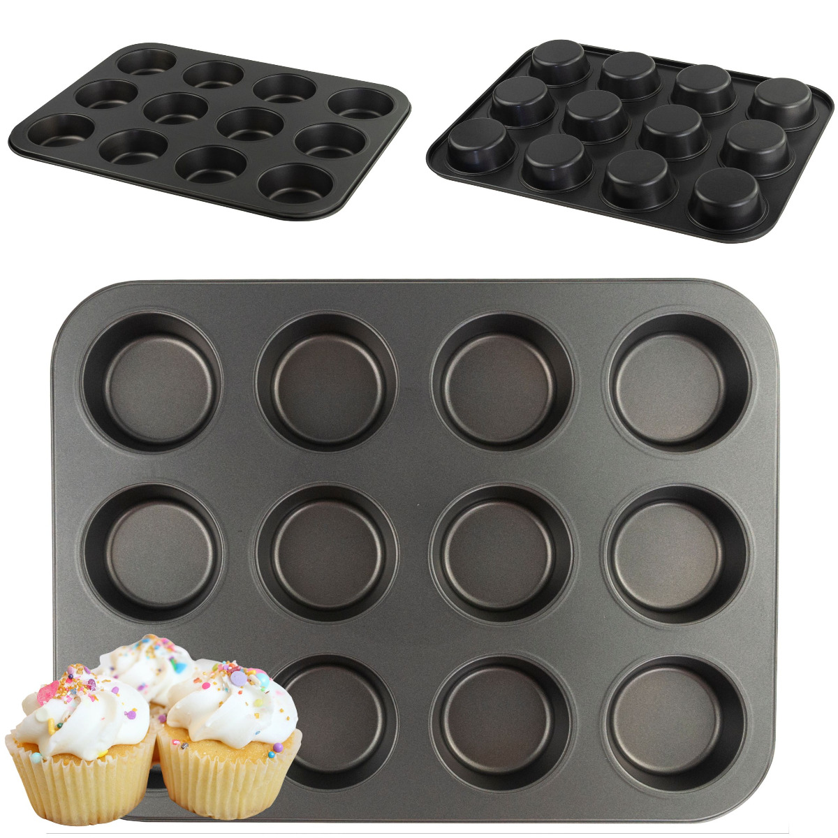 TG66027 FORMA DO PIECZENIA BABECZEK MUFFIN BLACHA FOREMKA NA 12 BABECZEK non-stick zdjęcie 2