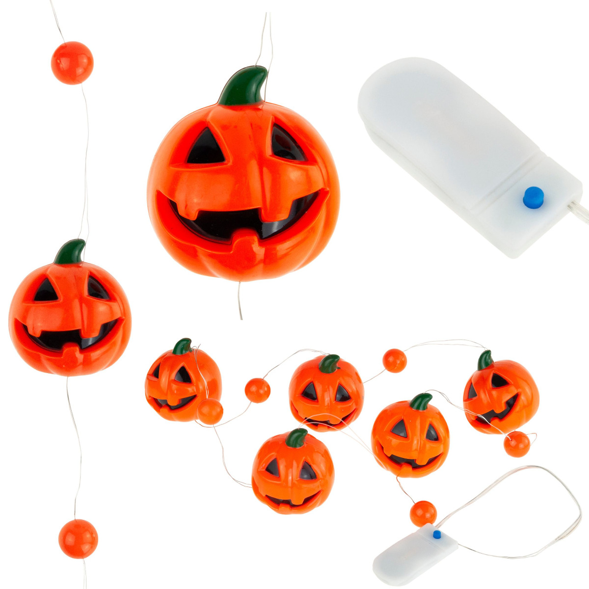 TG66285 GIRLANDA HALLOWEEN LED ŁAŃCUCH DYNIA ŚWIECĄCA 5SZT zdjęcie 1