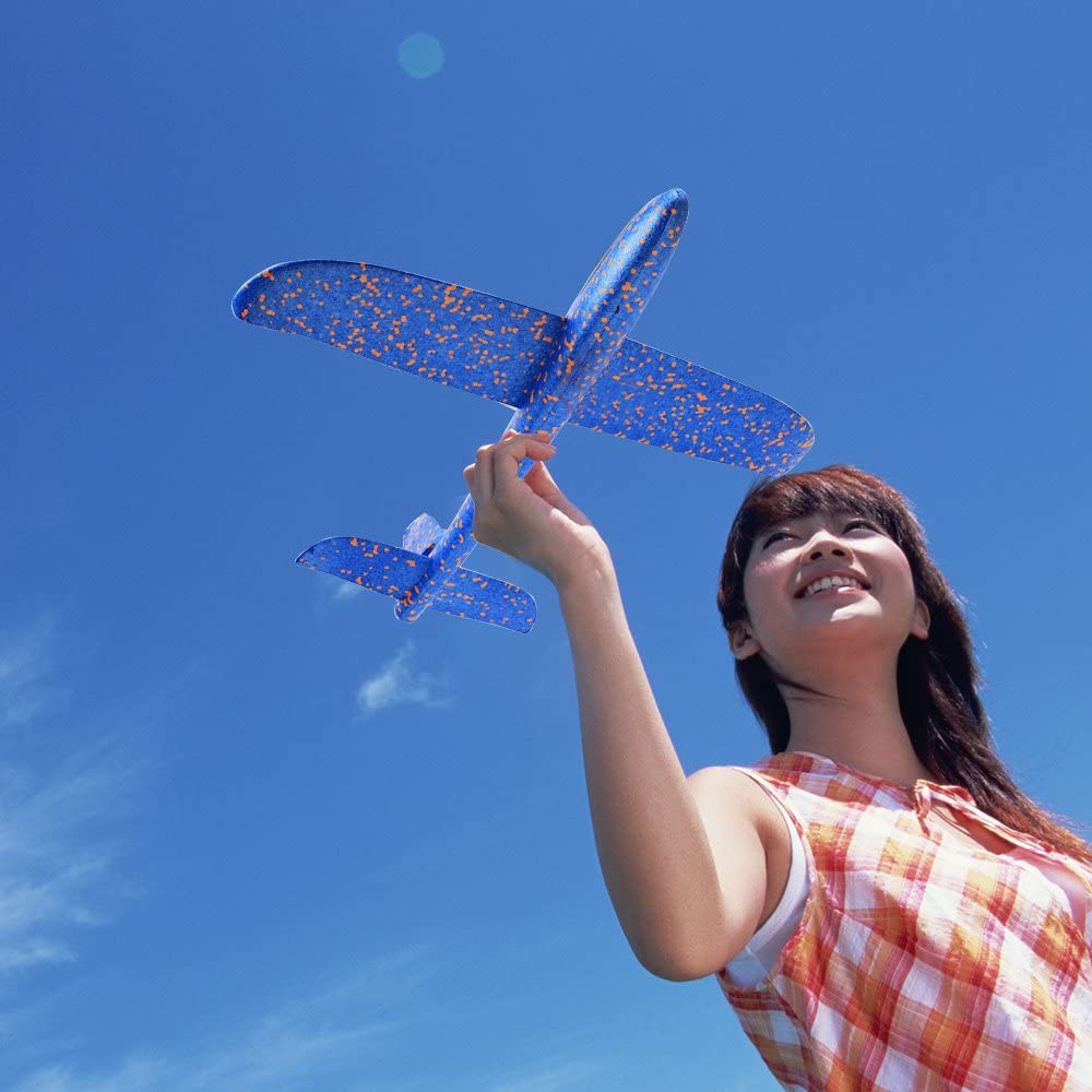 9137 PERFEKCYJNY SAMOLOT STYROPIANOWY 47 CM SZYBOWIEC RZUTKA DUŻY NIEBIESKI